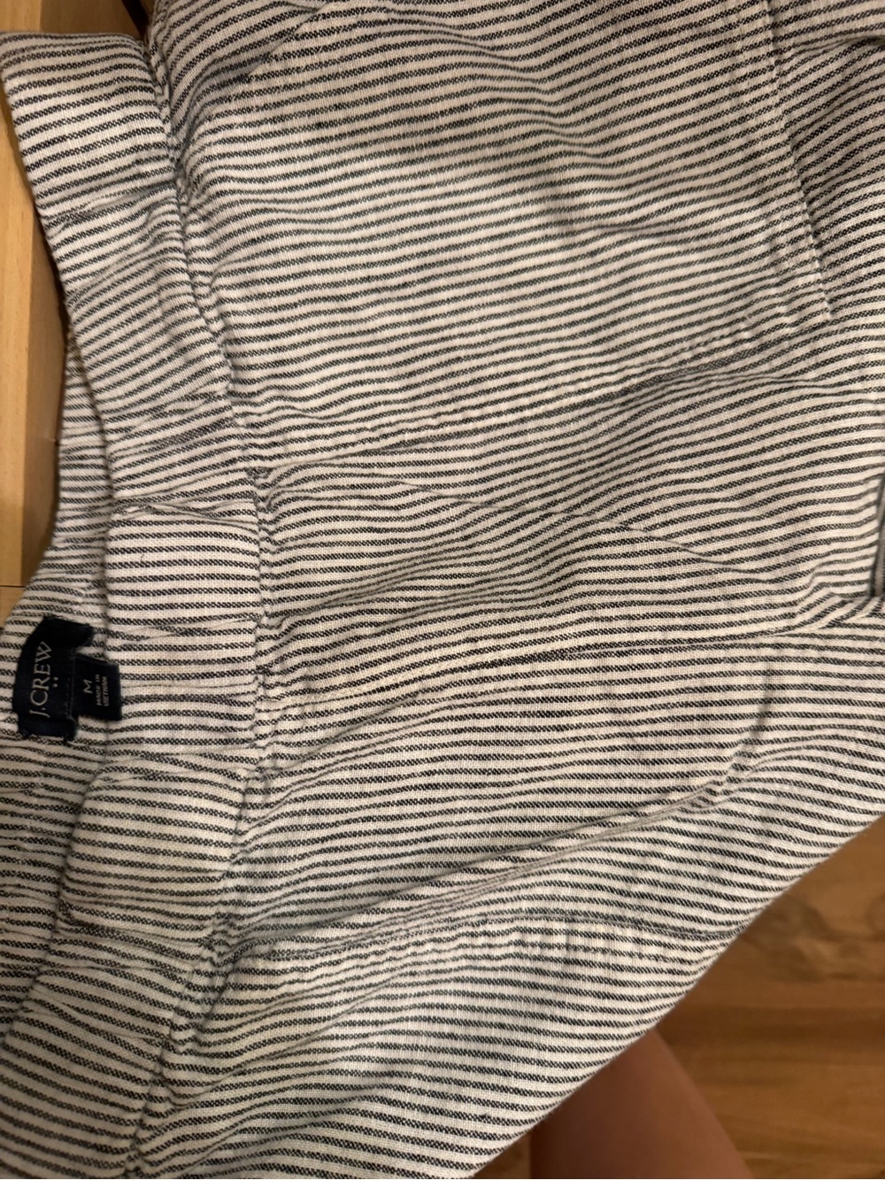 J. Crew Navy and White Thin-Striped Button Front Shirt